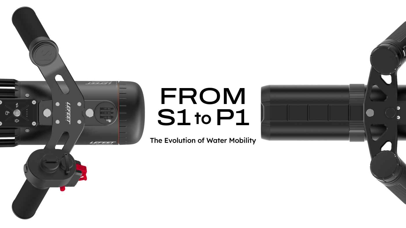 LEFEET P1 and P1 XR evolution - modular underwater electric scooter for diving
